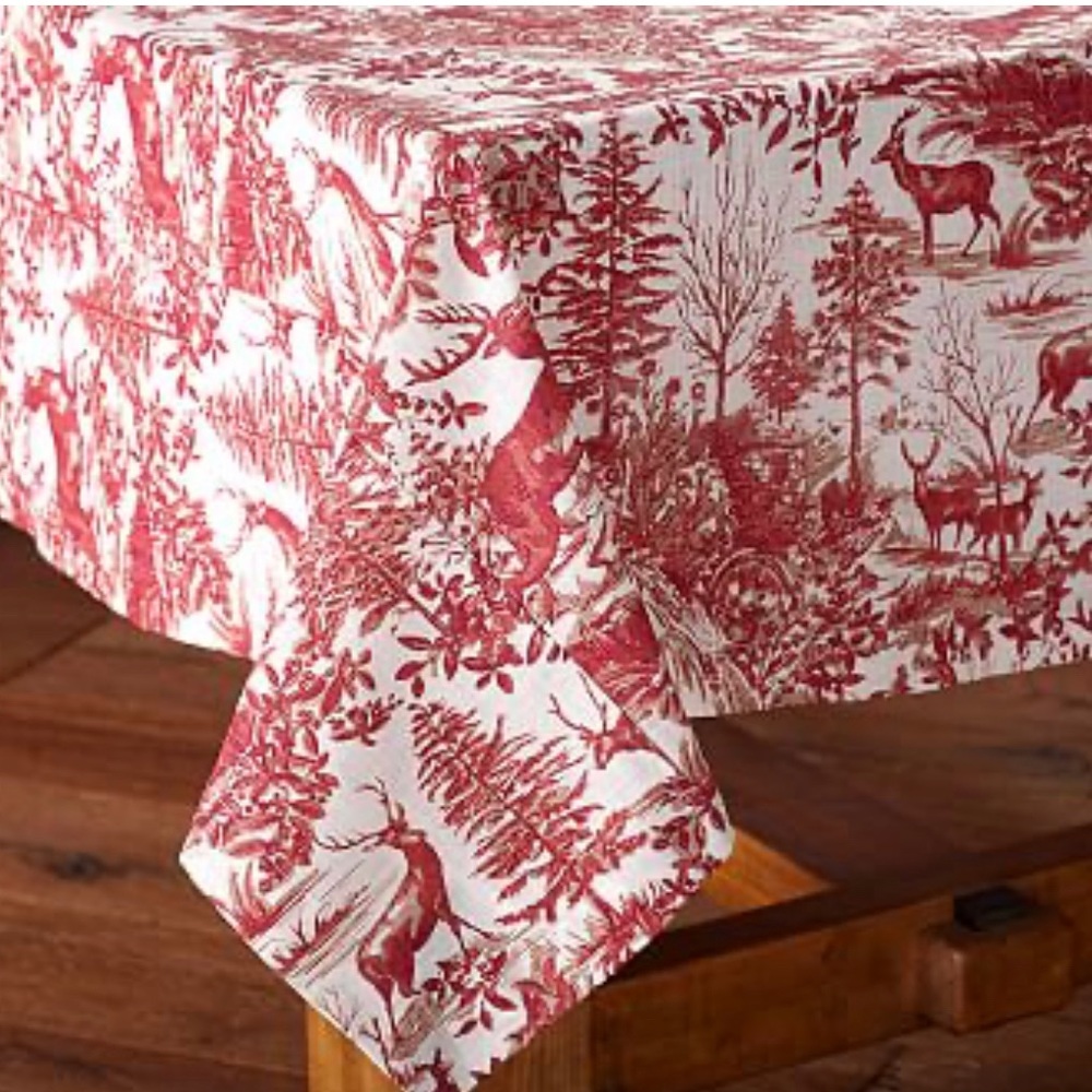 Pottery Barn Alpine Toile Tablecloth Rare